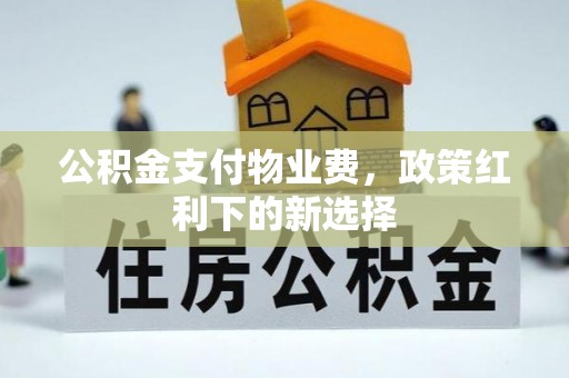 三沙公积金支付物业费，政策红利下的新选择